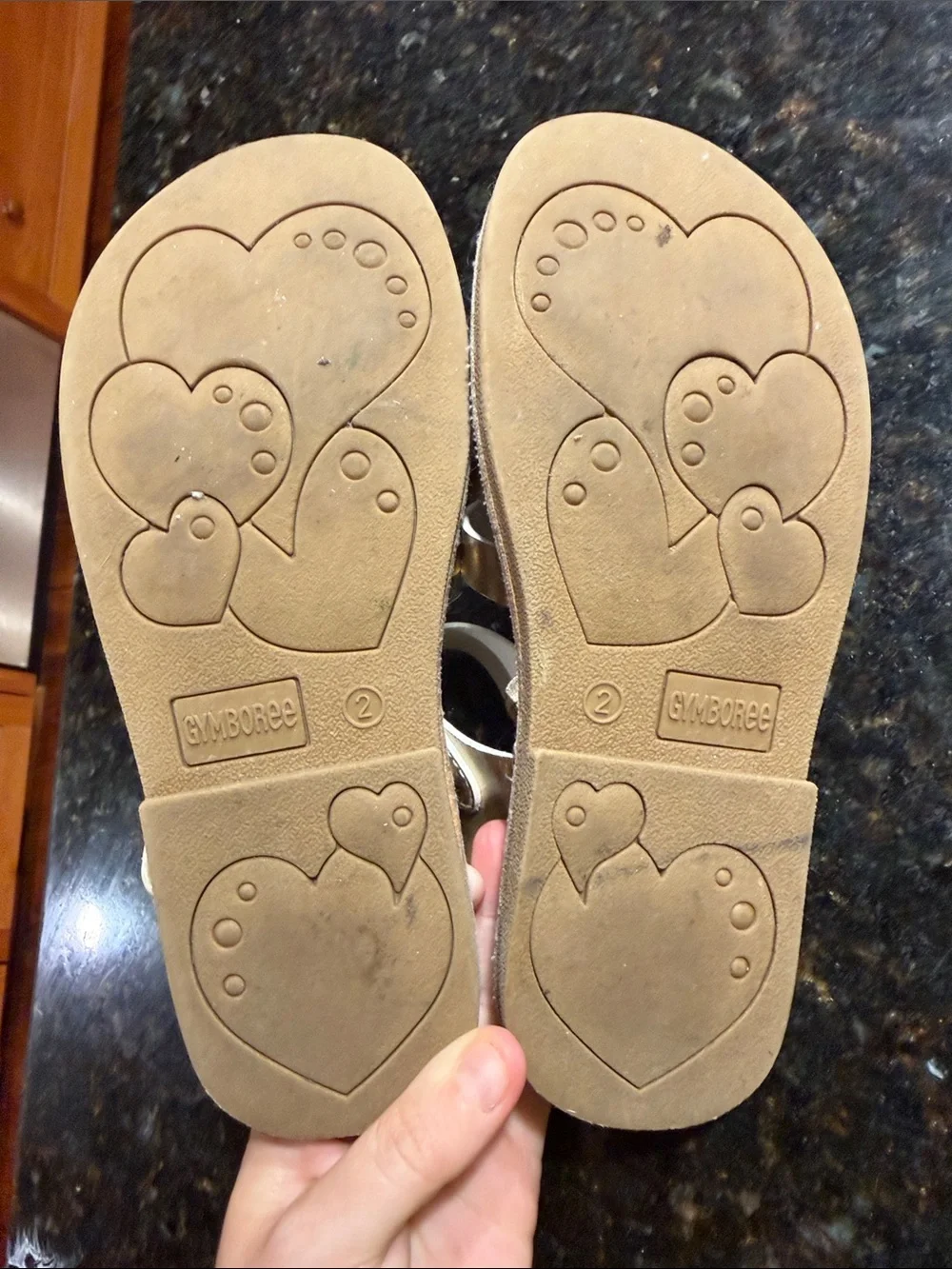 Gymboree glitter gold sandals with Velcro strap Girls Size 2 LIKE NEW
